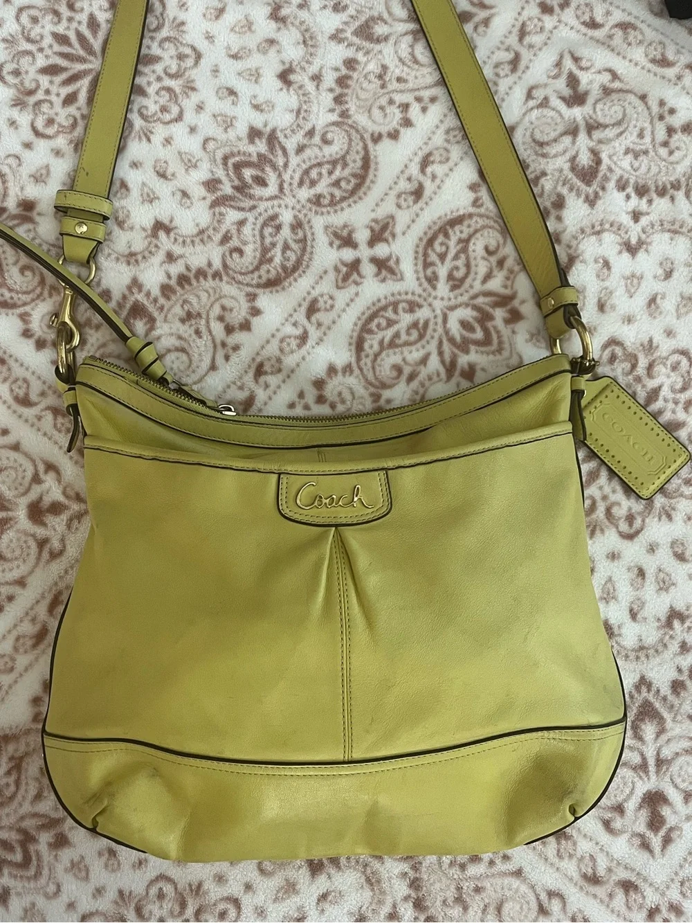 Coach Lime Green Leather Crossbody Bag